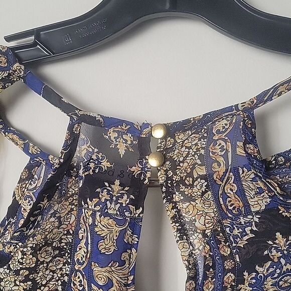 NWT S Cut Out Top Off Shoulder Crop Paisley Gypsy Boho Sexy Coquette Peasant NEW - Picture 9 of 10